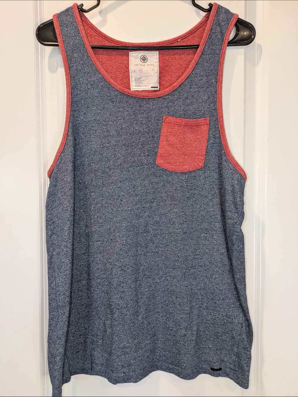 On The Byas Gray Red Pocket Tank Top Mens Medium Casual Surf Skate